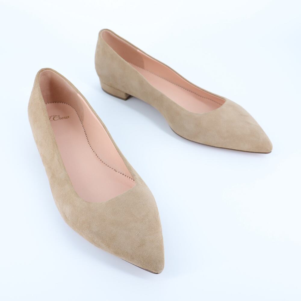 J. Crew Pointed Toe Suede Flats Beige Casual Women's 9
